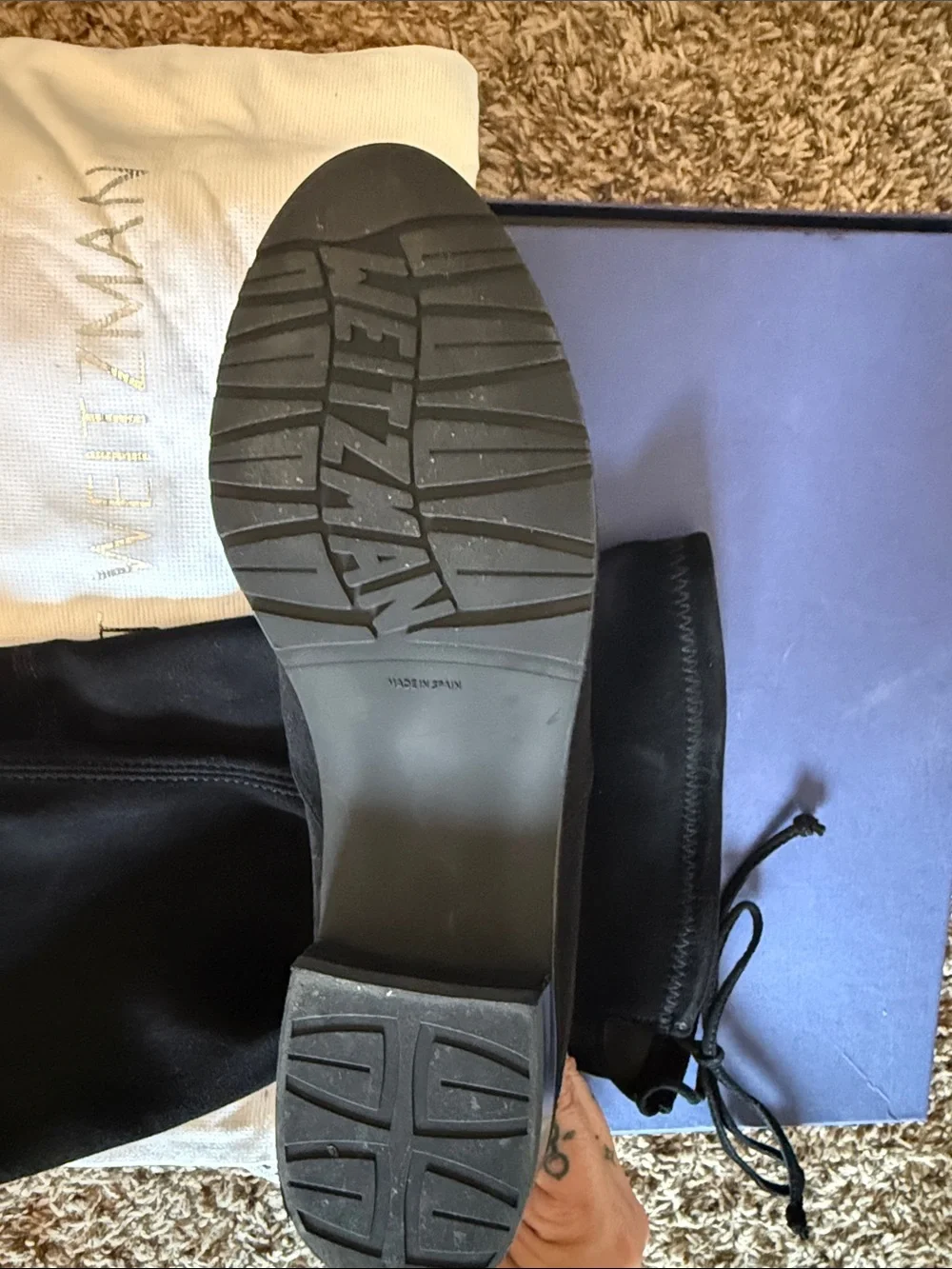 Stuart Weitzman Black Suede Knee Boots